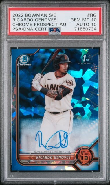 2022 TOPPS BOWMAN SAPPHIRE RICARDO GENOVES 1ST ROOKIE #RG PSA 10 AUTO 10