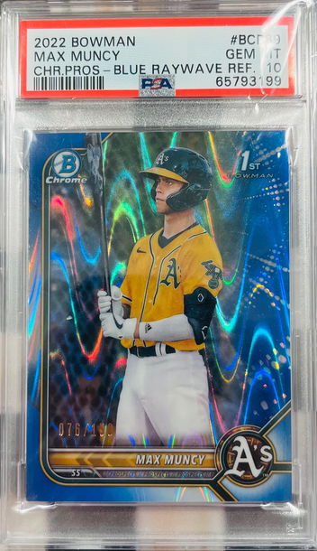 2022 Bowman Chrome Blue Refactor Max Muncy PSA 10