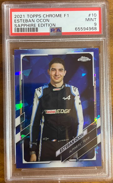 2021 TOPPS CHROME F1 ESTEBAN OCON SAPPHIRE #10 PSA 9 MINT