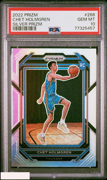 2022 PANINI PRIZM CHET HOLMGREN #266 SILVER PRIZM ROOKIE RC PSA 10 GEM MT