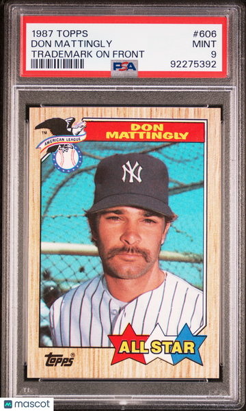 1987 Topps Don Mattingly #606 Trademark On Front PSA 9