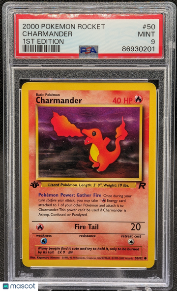 2000 Pokemon Rocket Charmander #50 1st Edition PSA 9