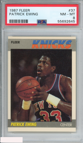 1987 FLEER PATRICK EWING #37 NEW YORK KNICKS PSA 8 NM-MT