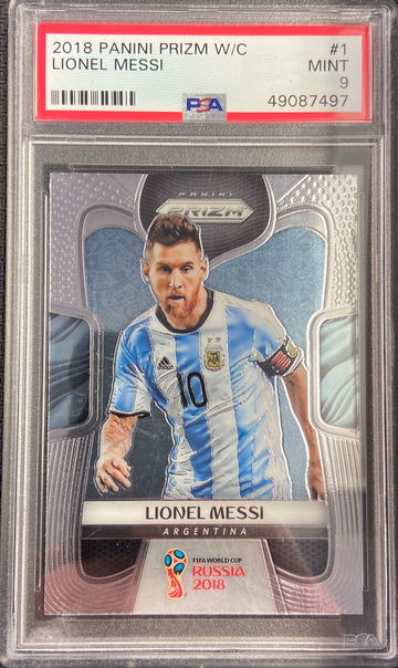 2018 PANINI PRIZM WORLD CUP LIONEL MESSI PSA 9 MINT