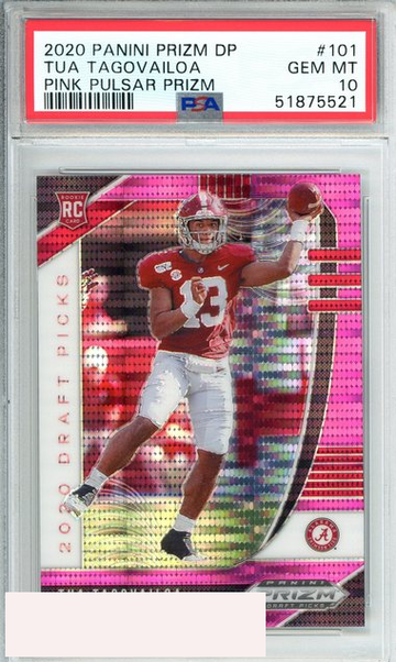 2020 PANINI PRIZM DP TUA TAGOVAILOA #101 PINK PULSAR PRIZM ROOKIE RC PSA 10
