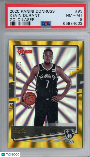 2020 Panini Donruss Kevin Durant #93 Gold Laser PSA 8