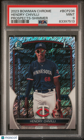 2023 Bowman Chrome Prospects Hendry Chivilli #BCP236 Shimmer Ref PSA 9