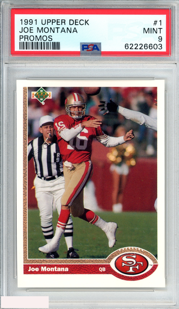 1991 UPPER DECK PROMOS JOE MONTANA #1 SAN FRANCISCO 49ERS HOF PSA 9 MINT