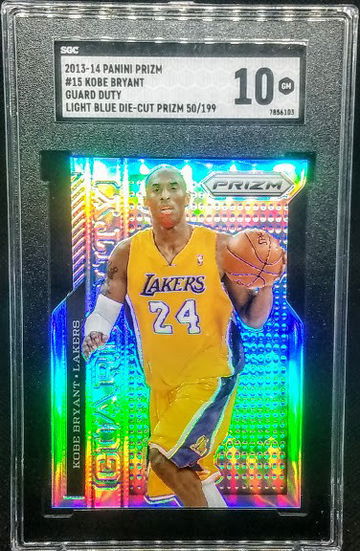 Kobe Bryant 2013-14 Panini Prizm Guard Duty Light Blue Die-Cut 50/199 (SGC POP 1) (PSA POP 8)