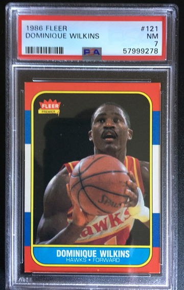 1986 Fleer Dominique Wilkins #121 RC HOF PSA-7NM