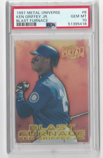 PSA 10 GEM MINT  1997 METAL UNIVERSE KEN GRIFFEY JR BLAST FURNACE #6