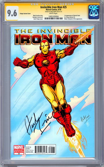 IRON MAN #25 CGC-SS 9.6 NM *VARIANT COVER SIGNED ARTIST HERB TRIMPE* 1939-2015
