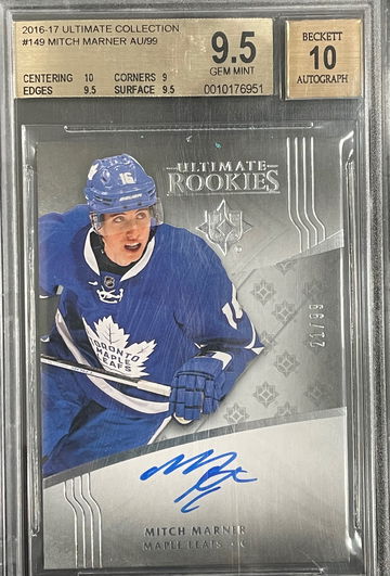 2016-17 UD Ultimate Auto Rookies RC Mitch Marner bgs 9.5 /99