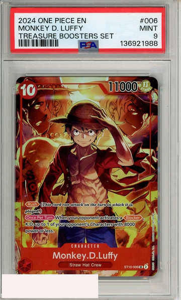 2024 ONE PIECE PROMOS MONKEY D  LUFFY #006 TREASURE BOOSTERS SET PSA 9 MINT