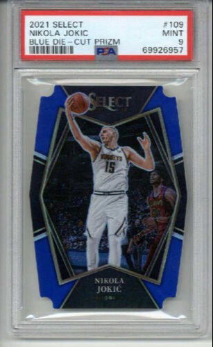 2021 PANINI SELECT BLUE DIE CUT PRIZM #109 NIKOLA JOKIC CARD PSA 9