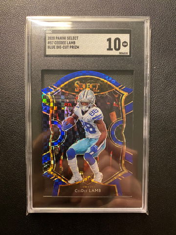 2020 Select Blue Die Cut Prizm Concourse CeeDee Lamb SGC 10