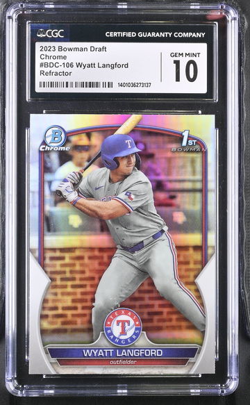 2023 BOWMAN WYATT LANGFORD DRAFT CHROME #BDC-106 CGC 10 BL.D2.65