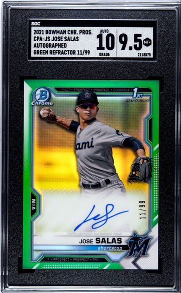 2021 Bowman JOSE SALAS Green Refractor Auto #/99 SGC 9.5