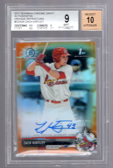 Zach Kirtley 2017 Bowman Orange Refractor Auto