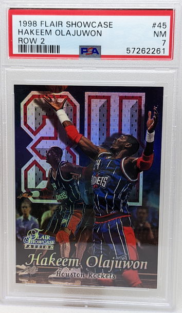 1998 Fleer Flair Showcase Hakeem Olajuwon #45 PSA 7 Row 2