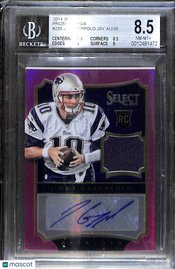 2014 Select Prizm Fuchsia Jimmy Garoppolo JSY #226 /35 AU BGS 8.5 Auto 10