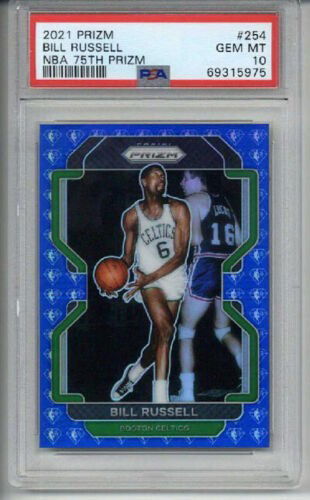 2021 PANINI PRIZM NBA 75th PRIZM #254 BILL RUSSELL CARD CELTICS PSA 10 LOW POP