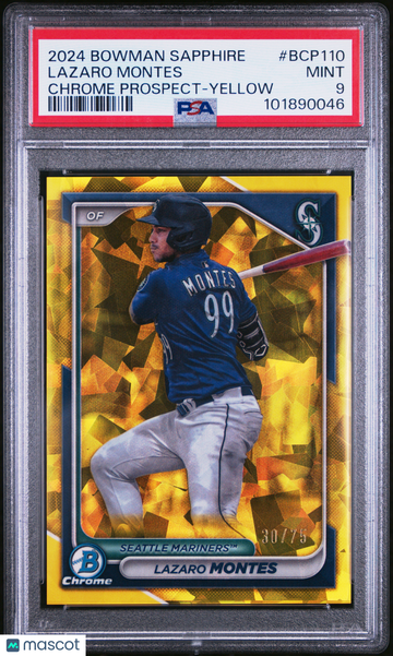 2024 Bowman Sapphire Edition Chrome Prospects Lazaro Montes #BCP110 Yellow PSA 9