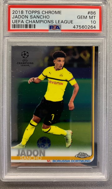 JADON SANCHO 2018 TOPPS CHROME ROOKIE PSA 10 GEM MINT 