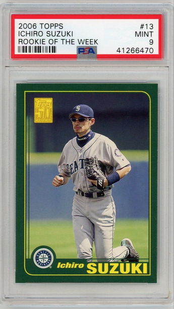 2006 TOPPS ICHIRO SUZUKI ROOKIE OF THE WEEK PSA 9 MINT 