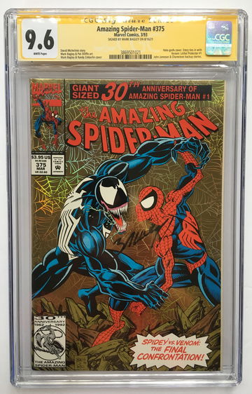 AMAZING SPIDER-MAN #375 CGC Verified  9.6 SIGNED BY MARK BAGLEY  1st ANNE  WEYING FREE S/H.