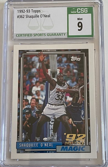 1992 Shaquille O’Neal Topps Rookie CSG 9