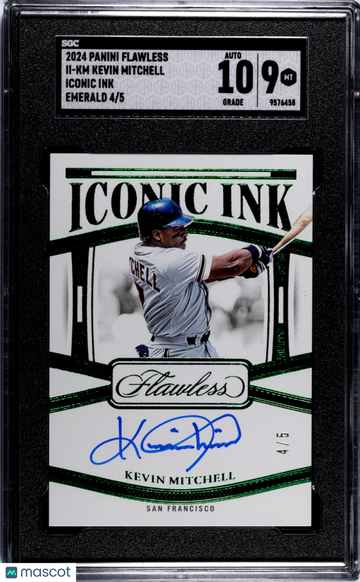 2024 Panini Flawless Kevin Mitchell #II-KM Iconic Ink Emerald SGC 9 Auto 10