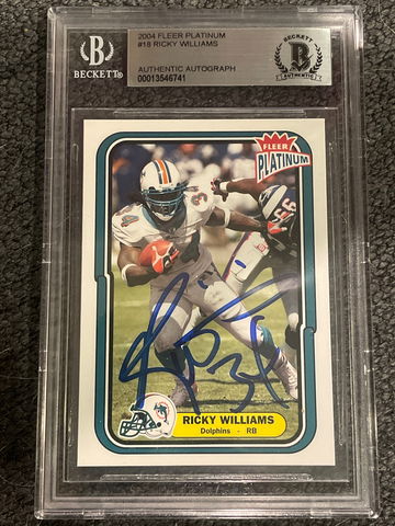 2004 Fleer Platinum #18 Ricky Williams Auto BAS