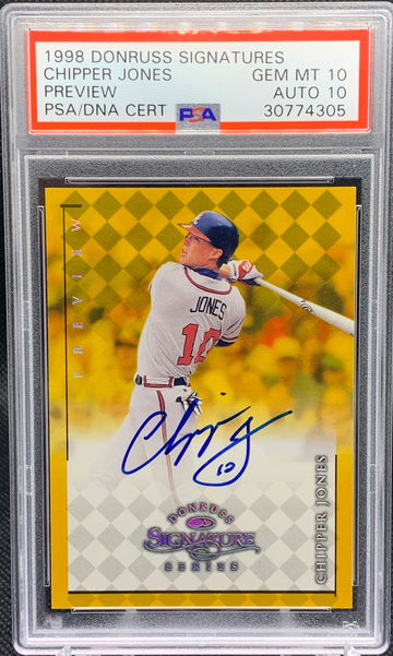 1998 Donruss Signature PREVIEW AUTO Chipper Jones PSA 10!