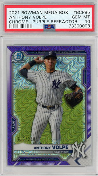 2021 Bowman Mega Box Anthony Volpe Purple 213/250 PSA 10