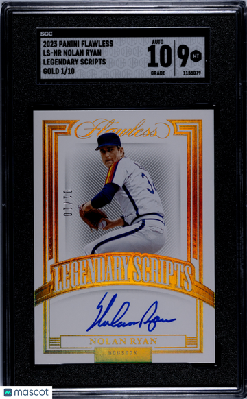 2023 Panini Flawless Nolan Ryan #LS-NR Legendary Scripts Gold SGC 9 Auto 10