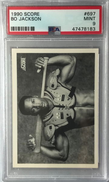Bo Jackson 1990 Score (black & white) #697 - PSA 9 Mint 