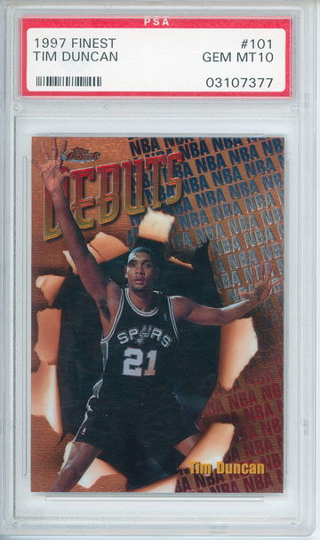 TIM DUNCAN 1997 TOPPS FINEST PSA 10