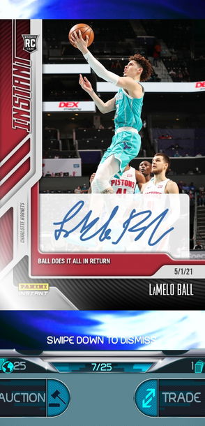 2020 Panini Dunk Instant Lamelo Ball Sig 7/25