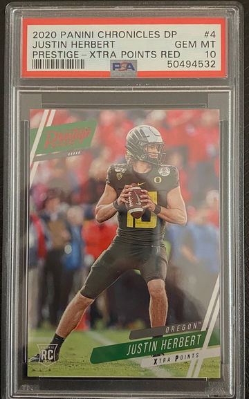 2020 Panini Chronicles DP PRESTIGE RED JUSTIN HERBERT PSA 10