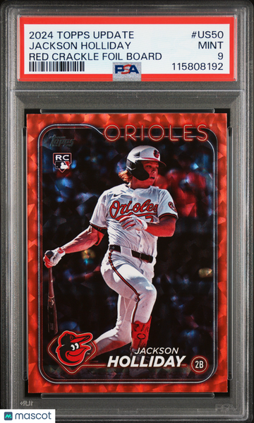 2024 Topps Update Jackson Holliday #US50 Red Crackle Foilboard PSA 9