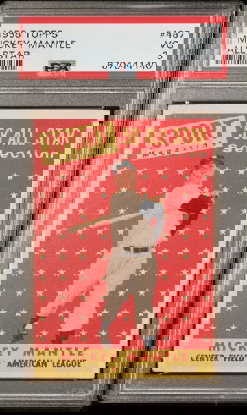 1958 Topps All Star Mickey Mantle #487 PSA 3 VG HOF! BEAUTIFUL!