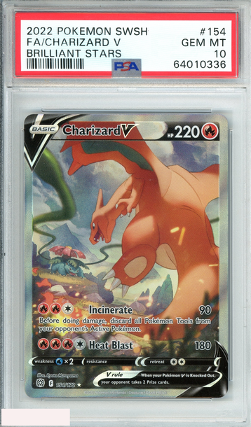 2022 POKEMON SWORD SHIELD FA CHARIZARD V #154 BRILLIANT STARS PSA 10 GEM MT