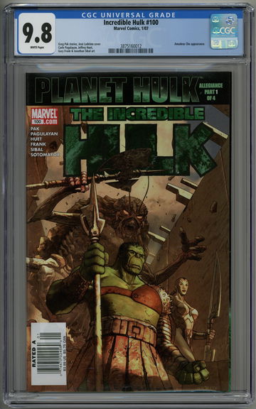 Incredible Hulk 100 CGC 9.8 Planet Hulk Amadeus Cho app.
