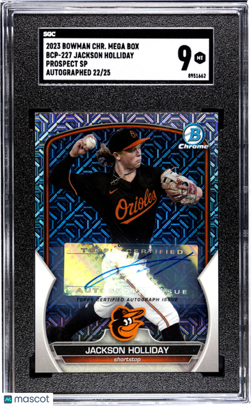 2023 Bowman Chrome Mega Box Jackson Holliday #BCP-227 Pros. SP Autograph SGC 9