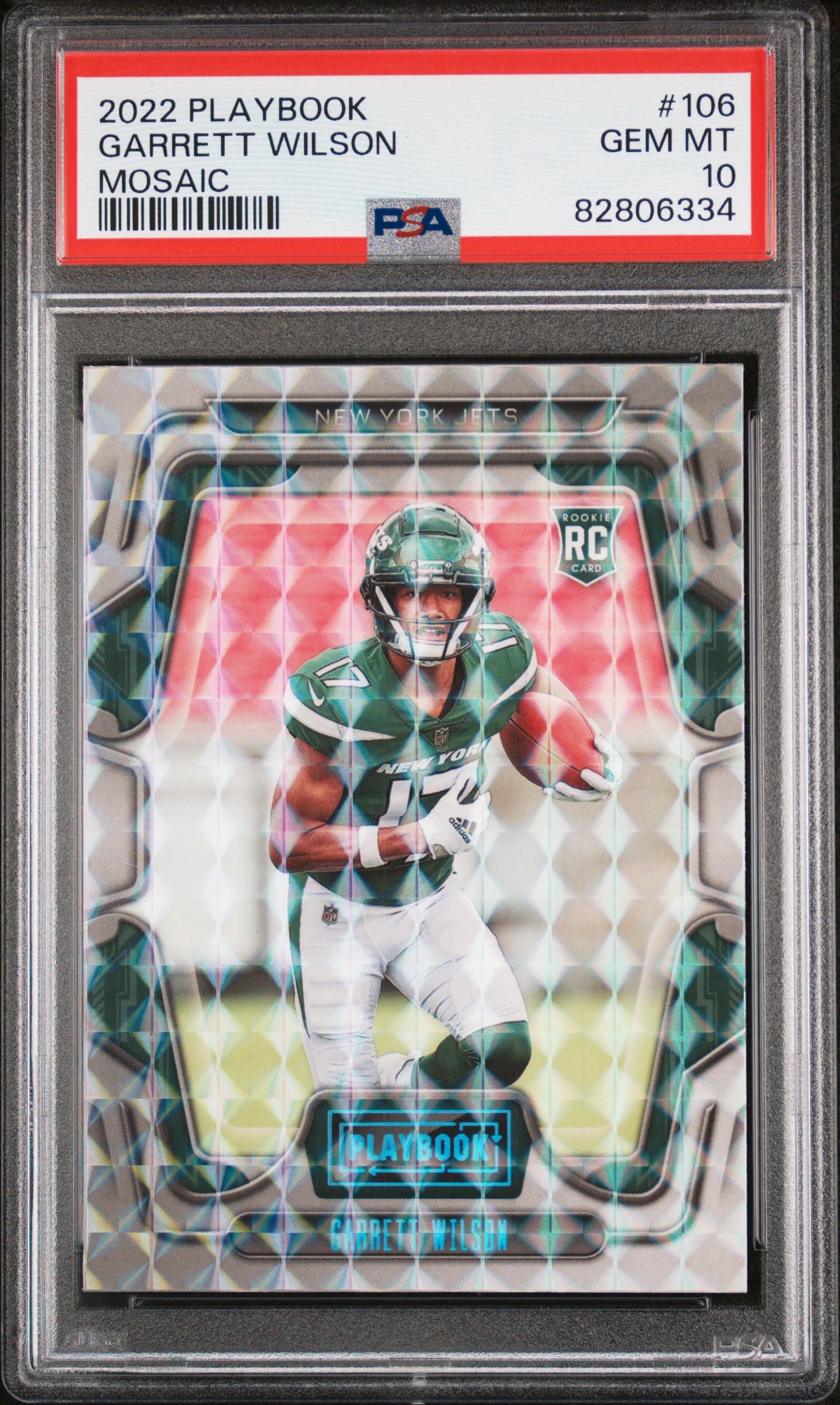 Garrett Wilson 2022 Panini Playbook #106 Mosaic Rookie RC PSA10 GEM MT NY Jets