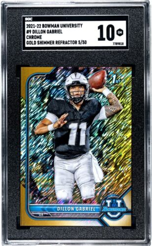 DILLON GABRIEL 2021 Bowman Chrome Gold Shimmer Refractor RC /50 SGC 10