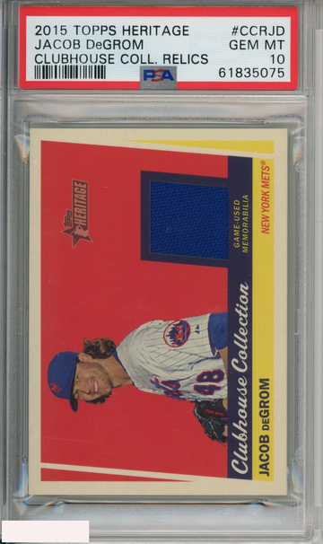 2015 TOPPS HERITAGE CLUBHOUSE COLLECTION RELICS JACOB DEGROM #CCRJD  PSA 10 POP