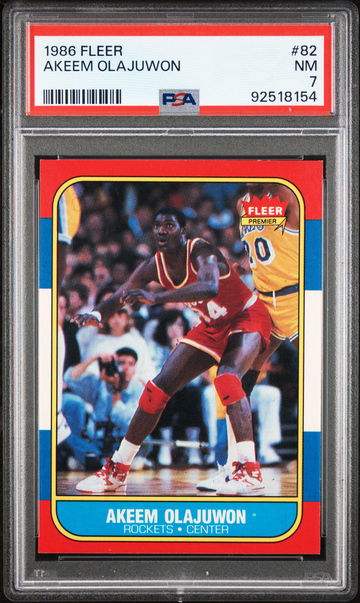1986 FLEER AKEEM OLAJUWON #82 PSA 7