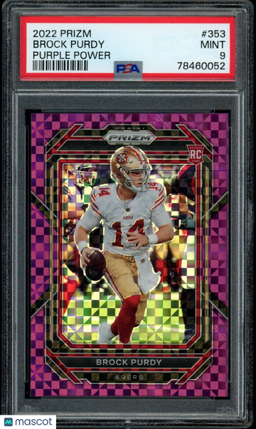 2022 Prizm Purple Power BROCK PURDY /49 RC Rookie PSA 9 SUPER BOWL 49ers